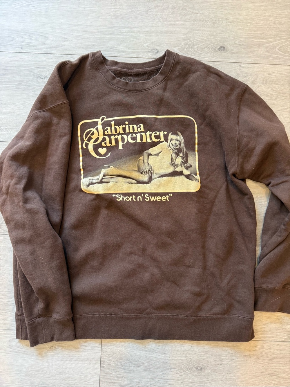 Sabrina Carpenter Brown Crewneck Graphic Sweatshirt